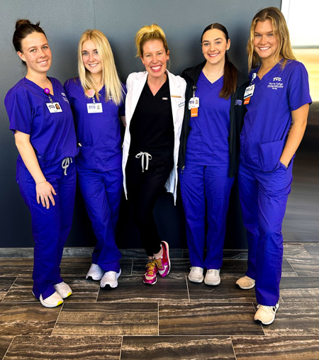 Sara Camp with TCU Aesthetic Nursing students